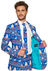 Suitmeister Men's Suits Christmas Blue Nordic
