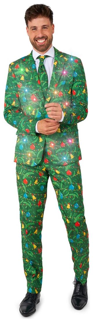 Unique Suitmeister Christmas Green Tree Suit with Light Up Feature for Holiday Parties and Festive Gatherings