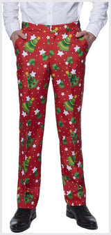 Suitmeister Men's Suits Christmas Trees Stars Red