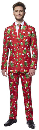 Suitmeister Men's Suits Christmas Trees Stars Red