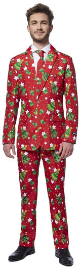 Suitmeister Men's Suits Christmas Trees Stars Red