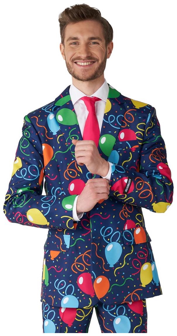 Festive Suitmeister Confetti Balloons Navy Suit for Parties Weddings and Celebrations