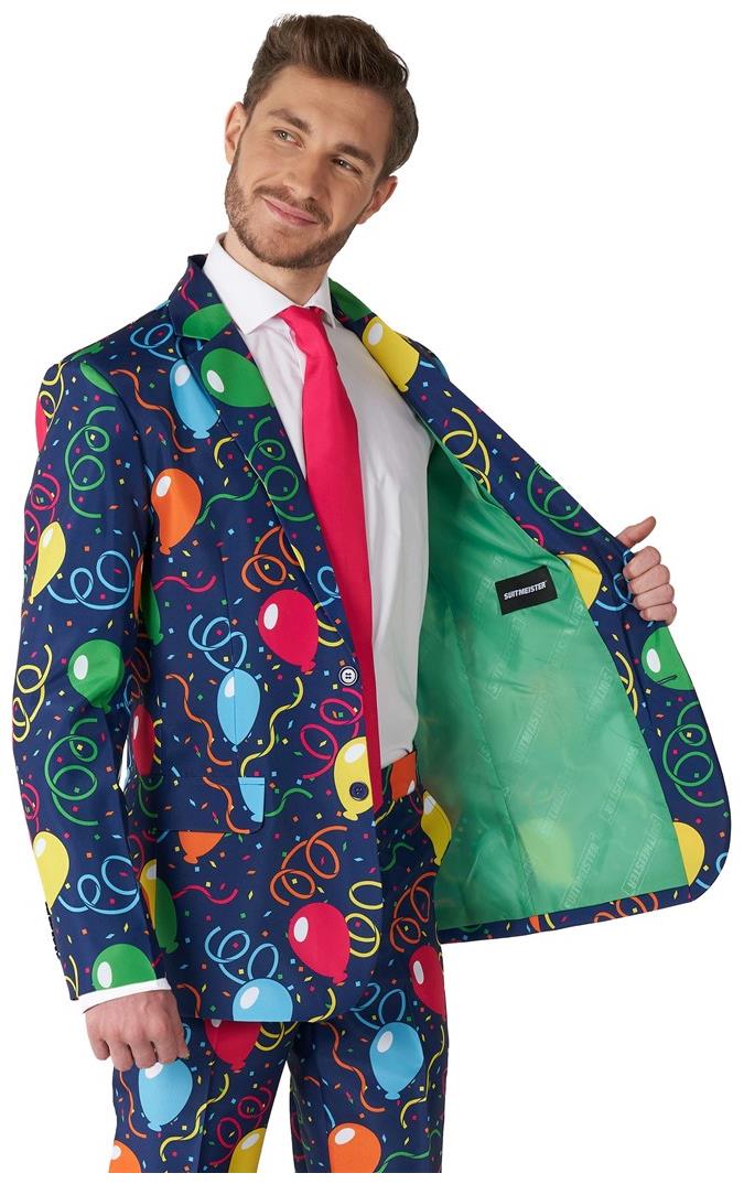 Festive Suitmeister Confetti Balloons Navy Suit for Parties Weddings and Celebrations