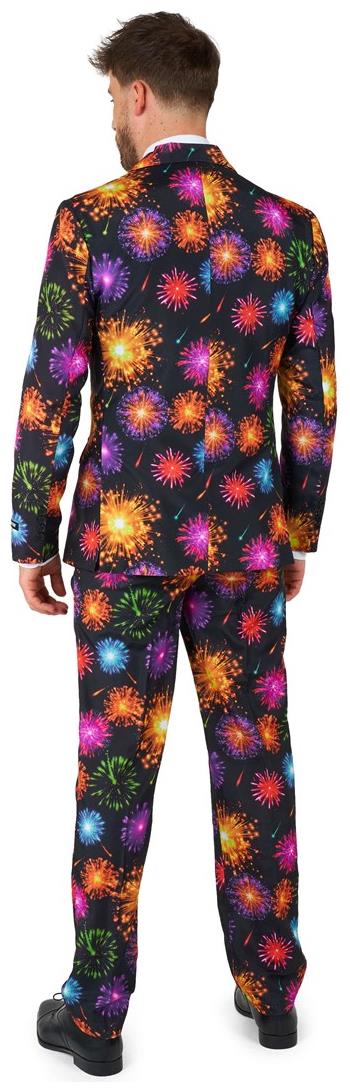 Vibrant Suitmeister Men's Fireworks Black Suit for Party Celebrations and Holiday Events