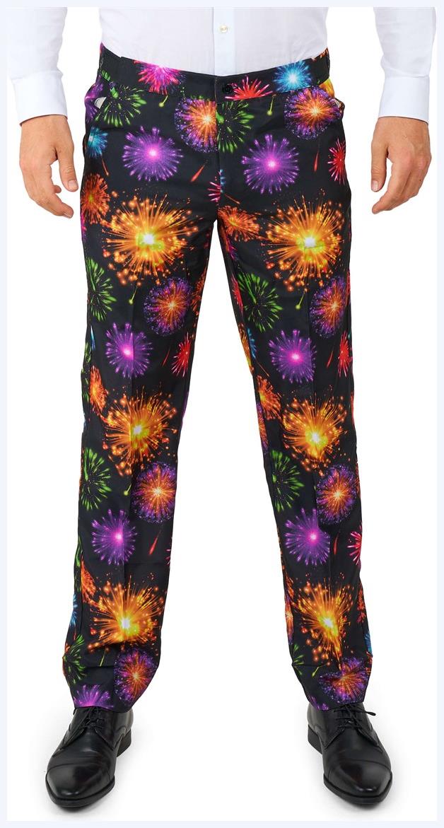 Vibrant Suitmeister Men's Fireworks Black Suit for Party Celebrations and Holiday Events