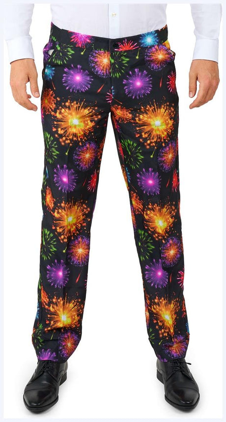 Vibrant Suitmeister Men's Fireworks Black Suit for Party Celebrations and Holiday Events