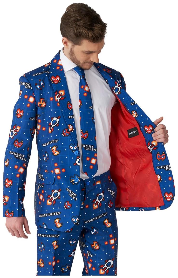 Suitmeister Retro Gamer Navy Suit for Gamers Halloween Parties and Costume Events