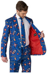 Suitmeister Retro Gamer Navy Suit for Gamers Halloween Parties and Costume Events