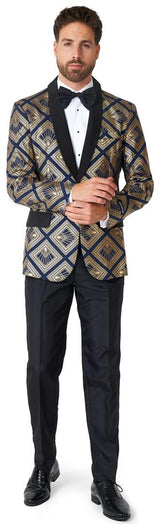 Luxury Suitmeister Art Deco Deep Navy Suit for Men for Parties Weddings and Formal Events