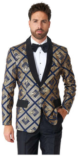 Luxury Suitmeister Art Deco Deep Navy Suit for Men for Parties Weddings and Formal Events