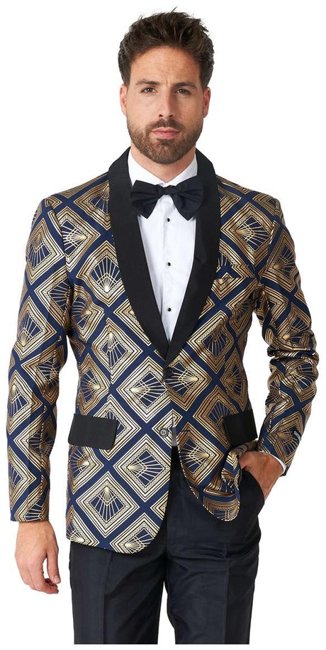 Luxury Suitmeister Art Deco Deep Navy Suit for Men for Parties Weddings and Formal Events