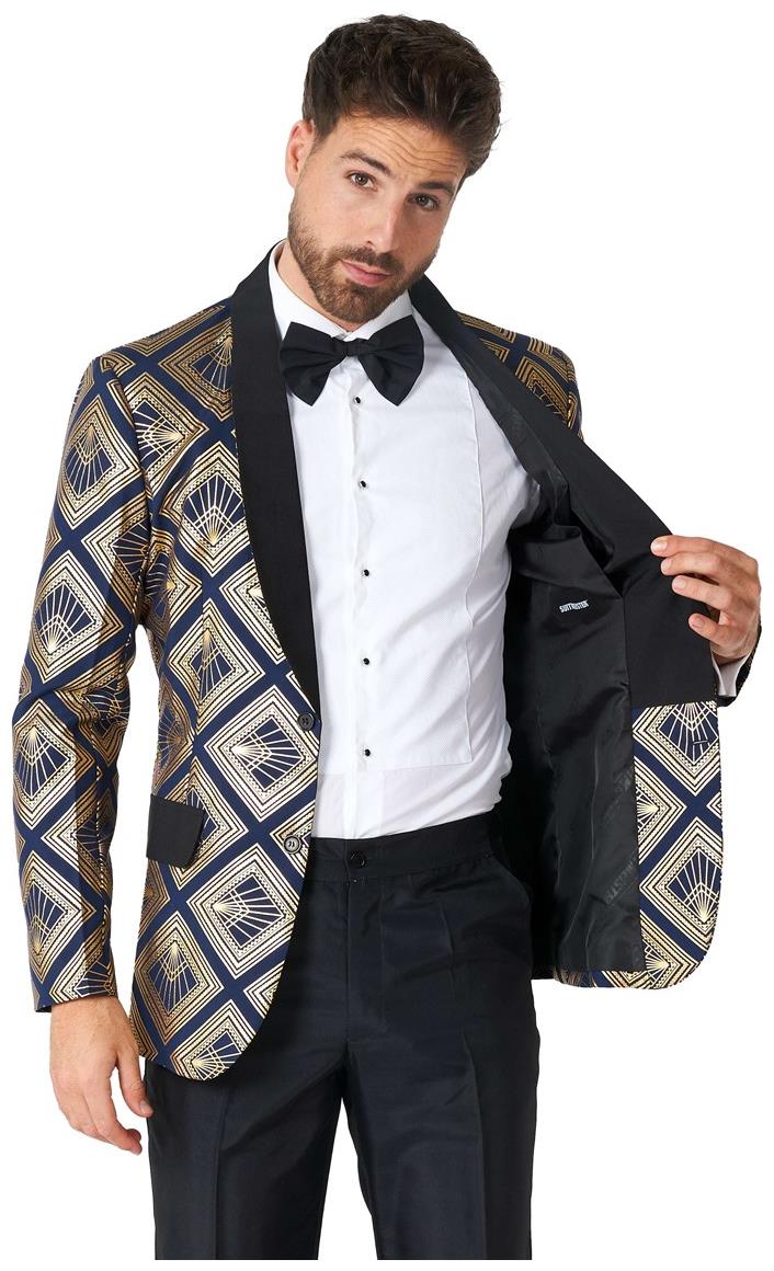 Luxury Suitmeister Art Deco Deep Navy Suit for Men for Parties Weddings and Formal Events