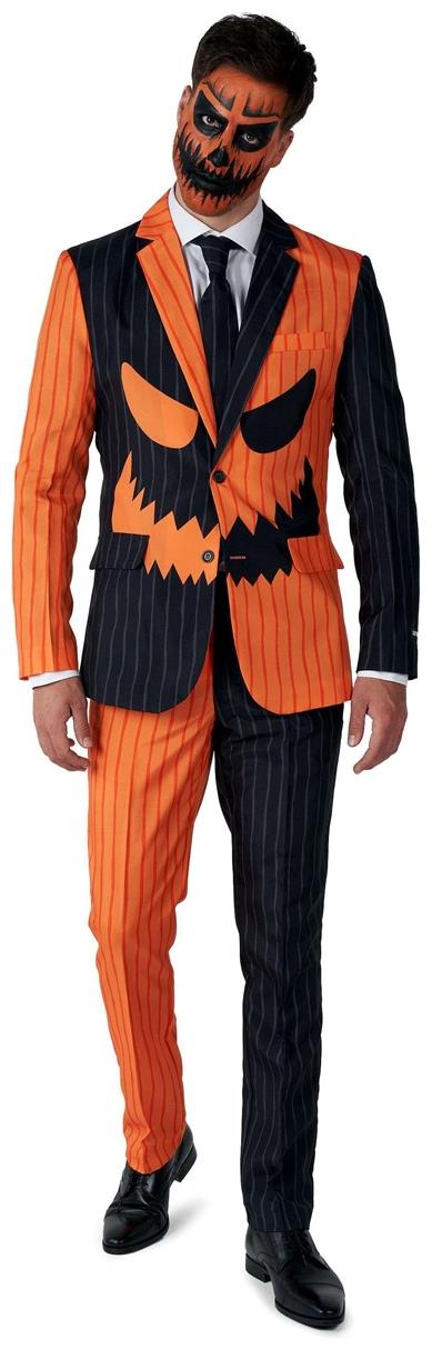 Stylish Jack-O Pinstripe Suit for Halloween Parties and Spooky Celebrations