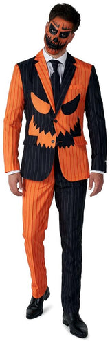 Stylish Jack-O Pinstripe Suit for Halloween Parties and Spooky Celebrations