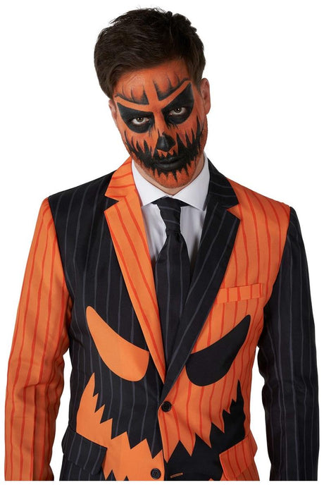 Stylish Jack-O Pinstripe Suit for Halloween Parties and Spooky Celebrations