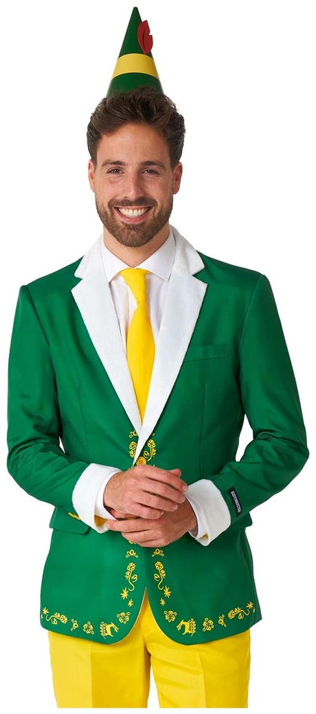 Suitmeister Men's Elf Costume for Christmas Celebrations Holiday Parties and Festive Events