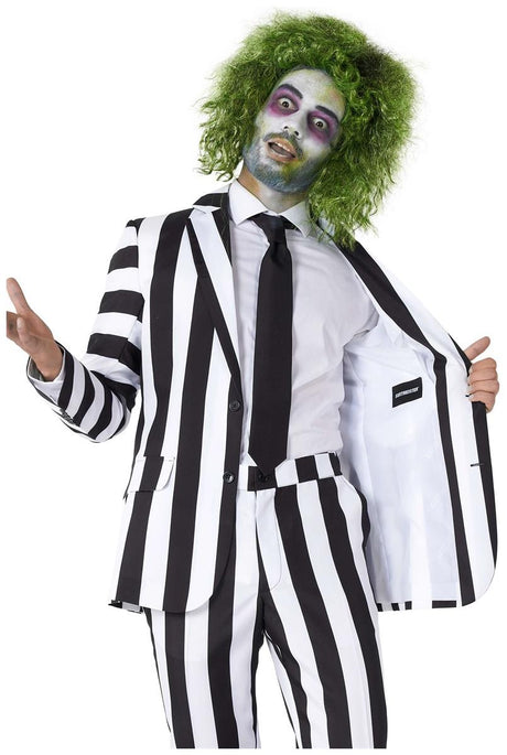 Classic Beetlejuice Men's Suit for Halloween Parties 80s Themed Events and Costume Celebrations