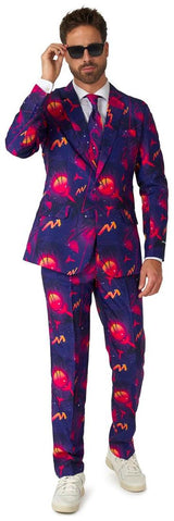 Vibrant Suitmeister Men's Retro Neon Navy Suit for Parties Dress-Up Events and Halloween Celebrations