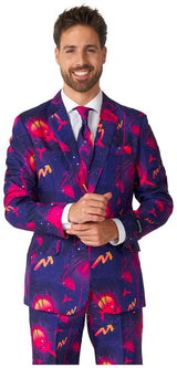 Vibrant Suitmeister Men's Retro Neon Navy Suit for Parties Dress-Up Events and Halloween Celebrations