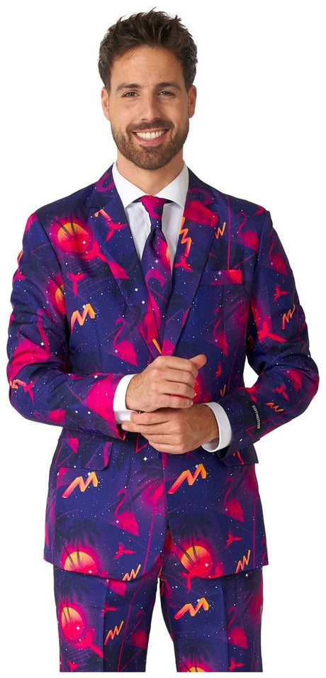 Vibrant Suitmeister Men's Retro Neon Navy Suit for Parties Dress-Up Events and Halloween Celebrations