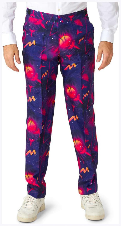 Vibrant Suitmeister Men's Retro Neon Navy Suit for Parties Dress-Up Events and Halloween Celebrations