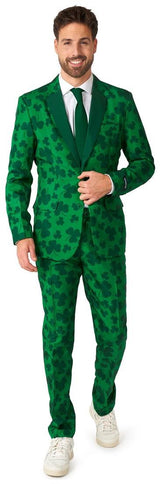 Stylish Green Suit with Shamrocks for St Patrick's Day Parties Events and Celebrations
