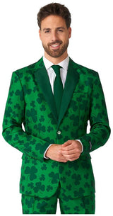 Stylish Green Suit with Shamrocks for St Patrick's Day Parties Events and Celebrations