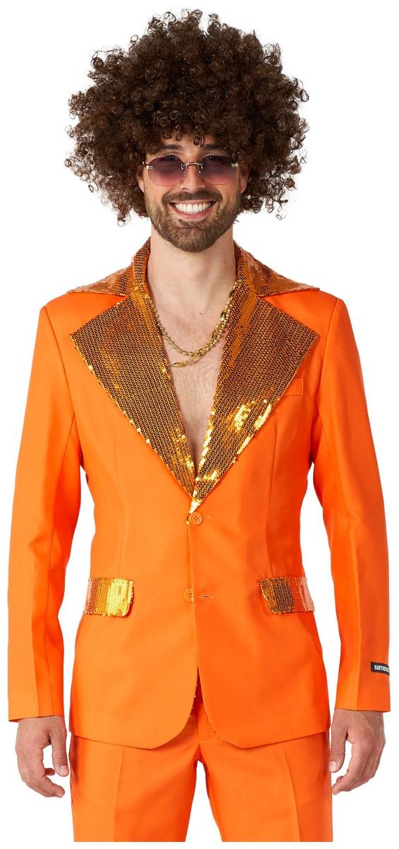 Stylish Suitmeister Men's Disco Suit in Orange for Parties Halloween Events and Theme Nights