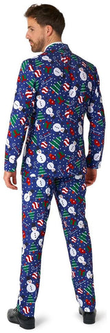 Suitmeister Men's Suits Christmas Snowman Blue