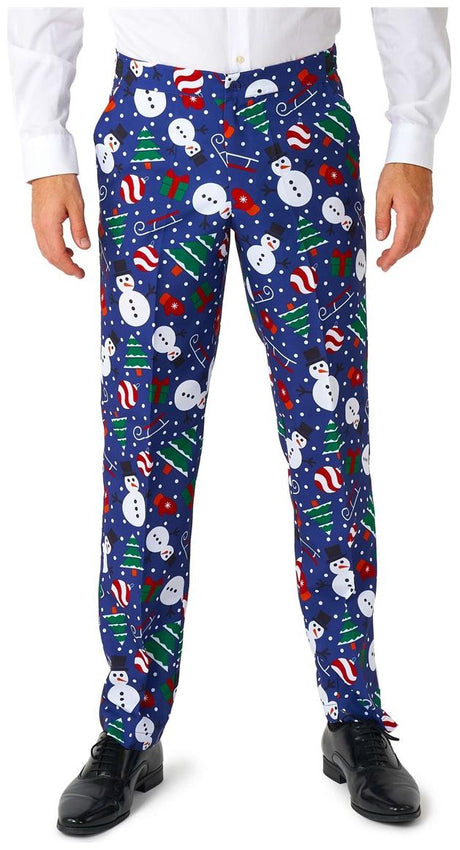 Suitmeister Men's Suits Christmas Snowman Blue