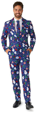 Suitmeister Men's Suits Christmas Snowman Blue