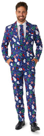 Suitmeister Men's Suits Christmas Snowman Blue