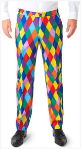 Vibrant Suitmeister Harleclown Suit for Mardi Gras Parties Costume Events and Fun Celebrations