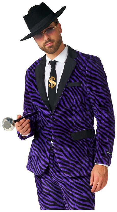 Stylish Suitmeister Men's Purple Pimp Costume for Halloween Parties and Dress-Up Events