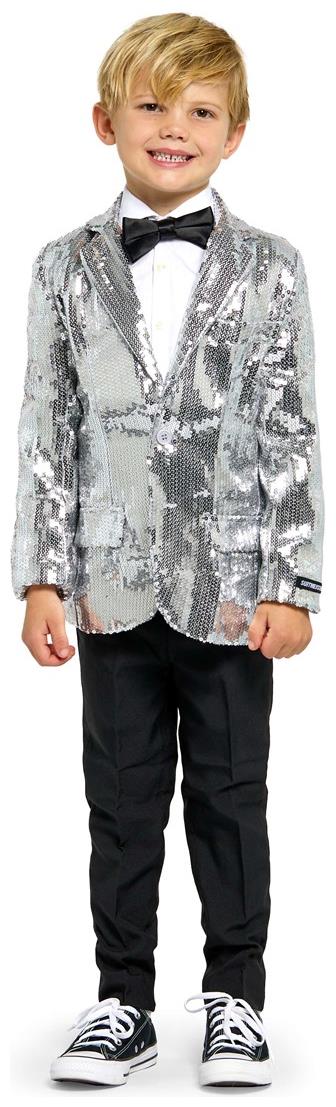 Eye-Catching Silver Sequin Blazer for Boys Perfect for Parties and Special Events