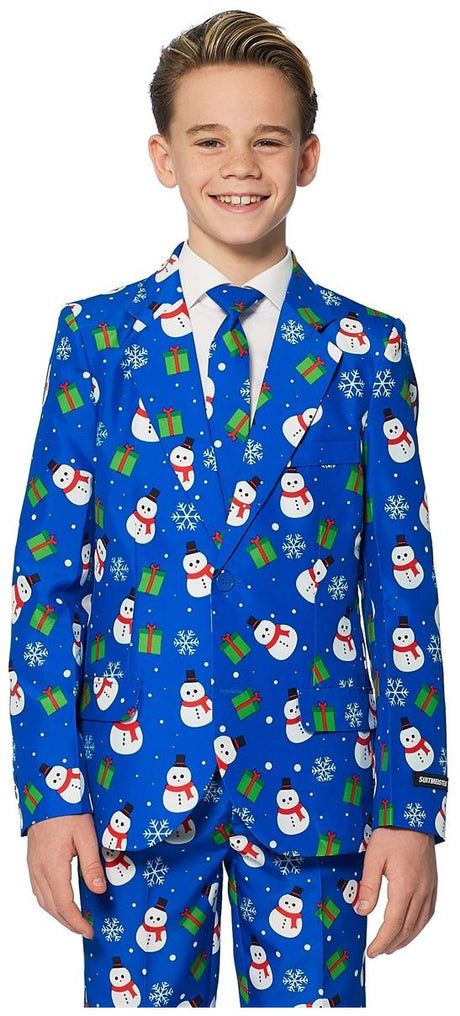 Fun Suitmeister Boys Christmas Blue Snowman Costume for Holiday Festivities and Family Gatherings