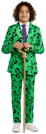 Stylish The Riddler Boys' Costume for Halloween Parties and Superhero Dress Up Events