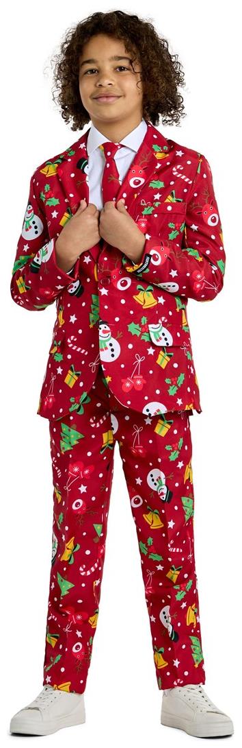 Festive Boys Christmas Red Light Up Suit for Holiday Parties and Christmas Celebrations