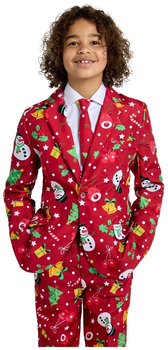 Festive Boys Christmas Red Light Up Suit for Holiday Parties and Christmas Celebrations