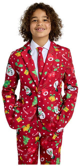 Festive Boys Christmas Red Light Up Suit for Holiday Parties and Christmas Celebrations