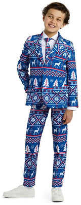 Festive Suitmeister Boys' Christmas Blue Nordic Outfit for Holiday Celebrations and Parties