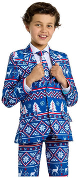 Festive Suitmeister Boys' Christmas Blue Nordic Outfit for Holiday Celebrations and Parties