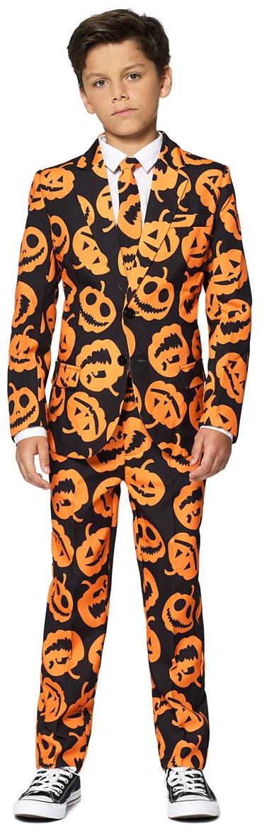 Stylish Pumpkin Faces Suit for Kids Halloween Parties and Spooky Dress Up Events