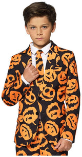 Stylish Pumpkin Faces Suit for Kids Halloween Parties and Spooky Dress Up Events