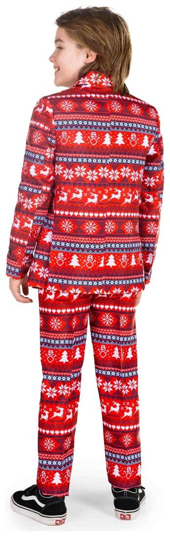 Stylish Nordic Pixel Red Suit for Boys Perfect for Holiday Parties and Christmas Celebrations