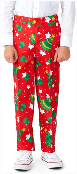 Festive Boys Christmas Suit with Trees and Stars for Holiday Parties and Family Celebrations