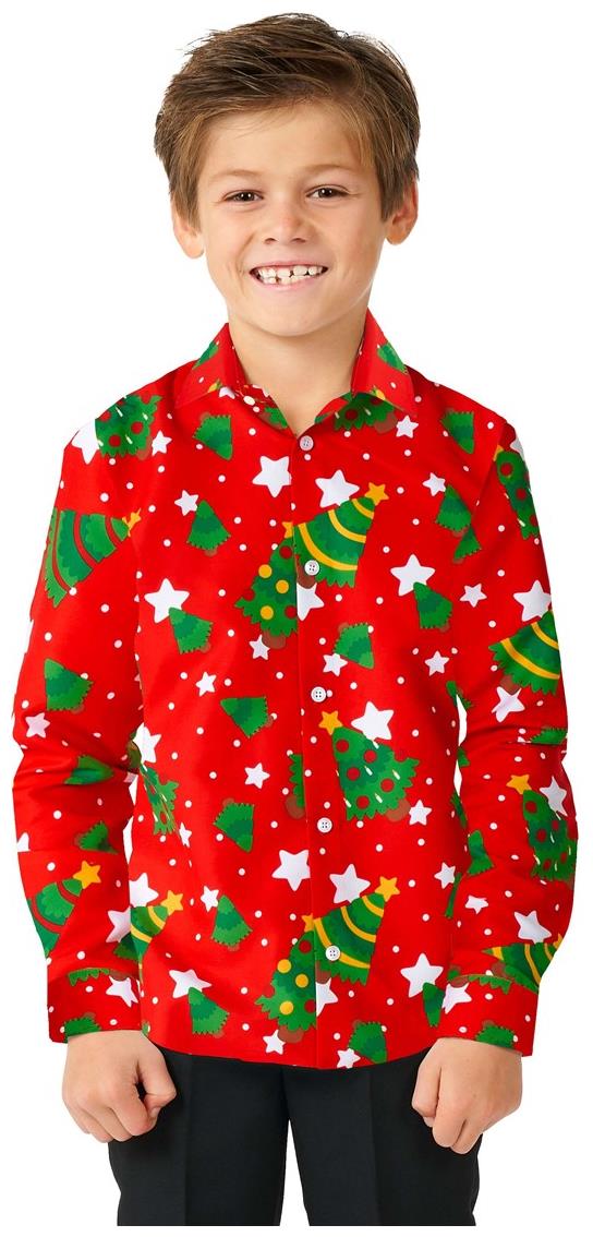 Fun Christmas Trees Stars Shirt for Boys for Holiday Theme Parties and Festive Celebrations