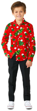 Suitmeister Boys' Shirts BOYS Christmas Trees Stars Red