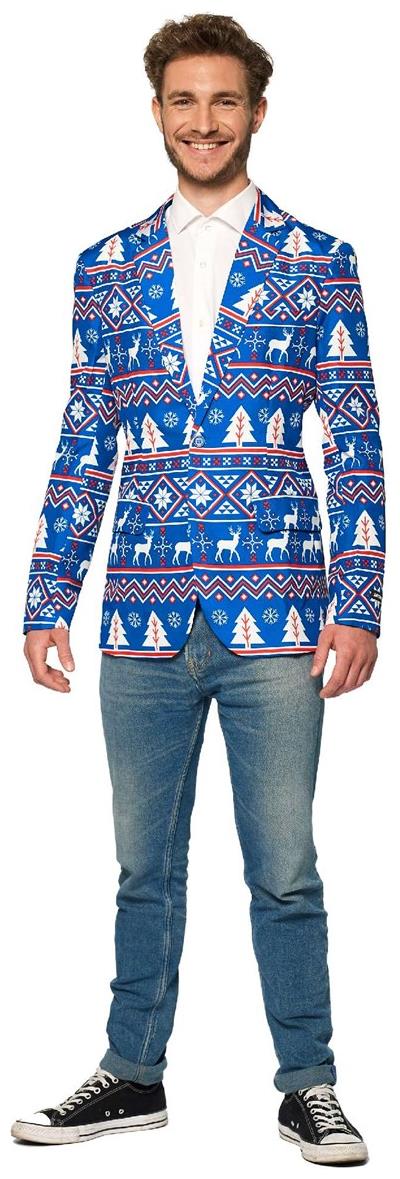 Suitmeister Men's Blazers Christmas Blue Nordic Jacket