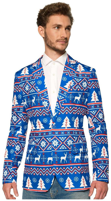 Suitmeister Men's Blazers Christmas Blue Nordic Jacket